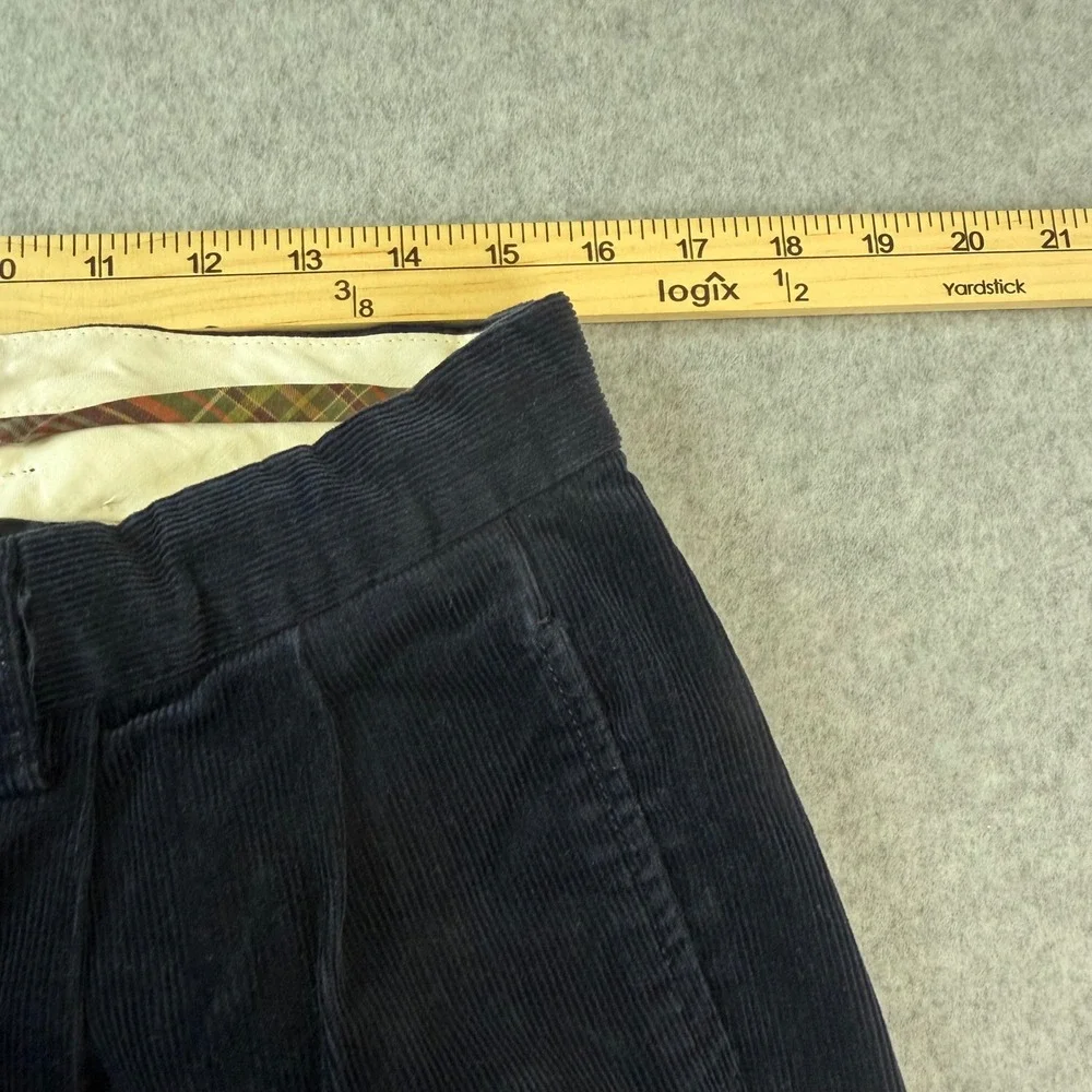 Polo Ralph Lauren Hammond Pant Mens 33x32 Navy Blue Corduroy Pleated Pants